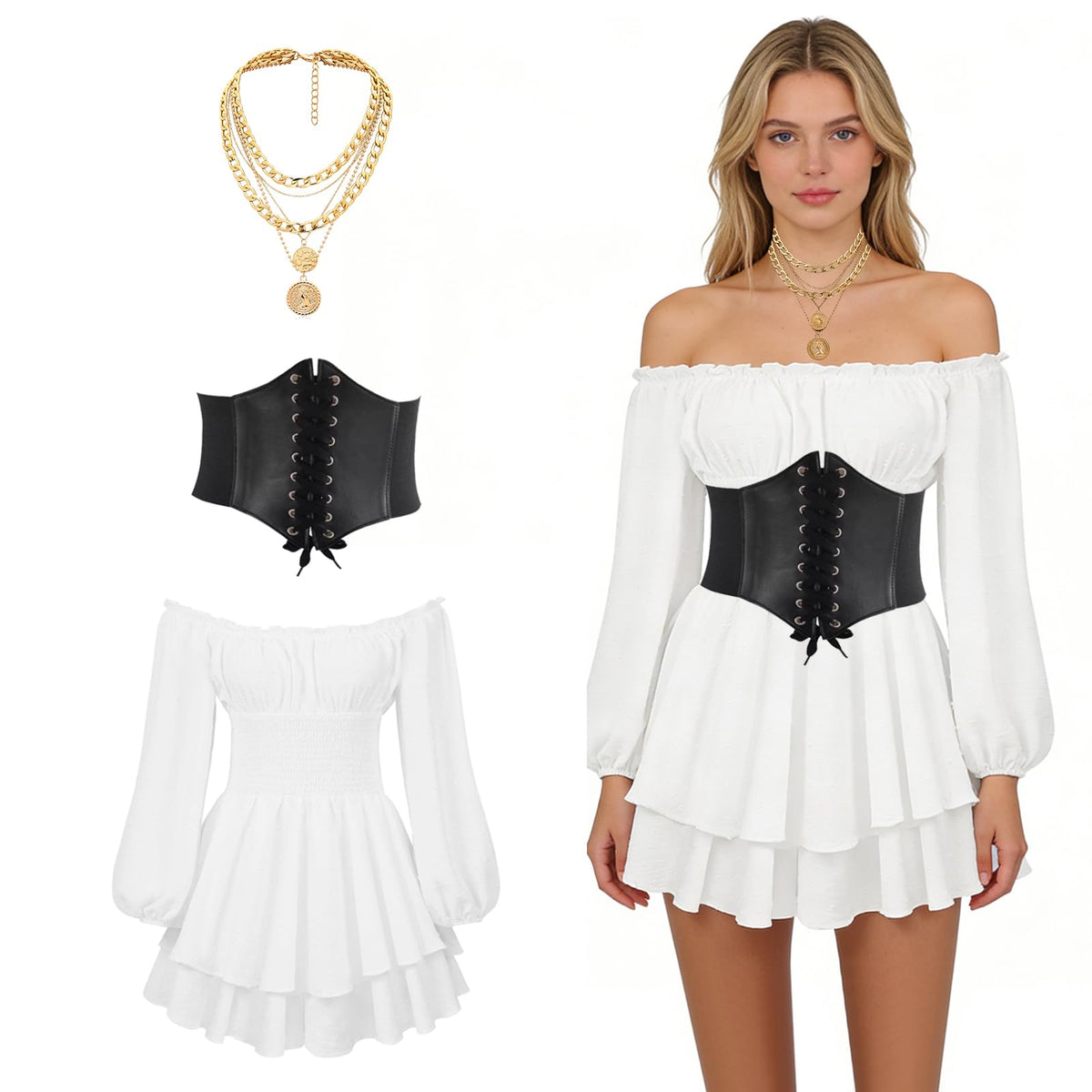 Rochie albă de vară damă croială Regular Fit – Alb L