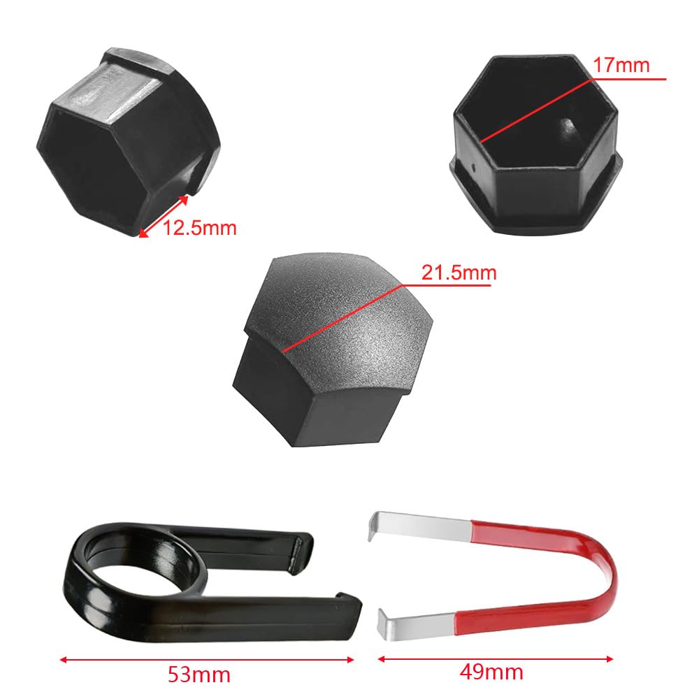 Capace pentru prezoane roți auto 17 mm Gebildet cu clește de extracție, 24 bucăți – Gri Mat