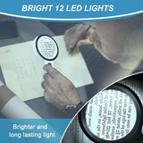 Magnifying Glass with 12 LED Light - 30X Handheld Magnifying Glass Reading Magnifier, High Clarity & Lightweight, for Seniors, Children, Jewelers, Hobbies