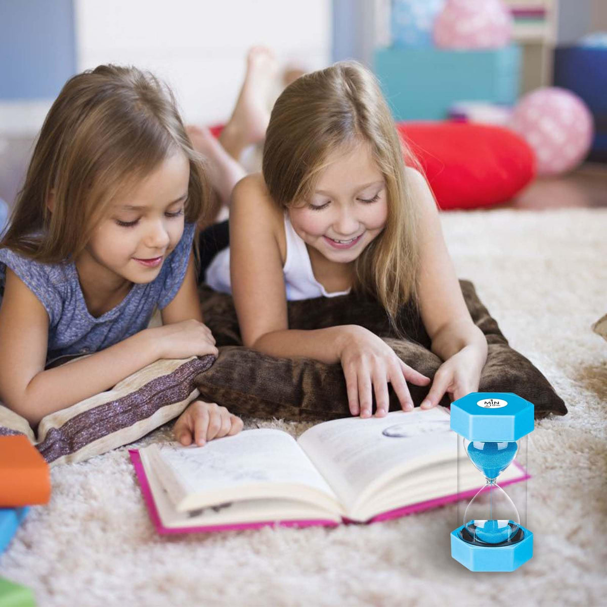 1-Minute Hourglass Sand Timer Colourful Egg Timer for Kids Teeth Brushing Classroom Games – Blue 1min