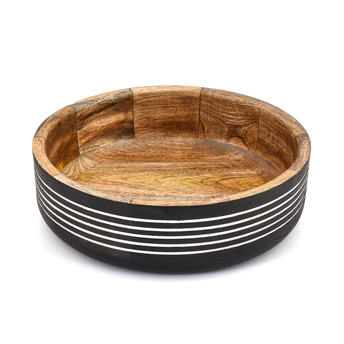 Mango Wood Serving Bowl Sleek Black Finish – 25.4x7.62cm