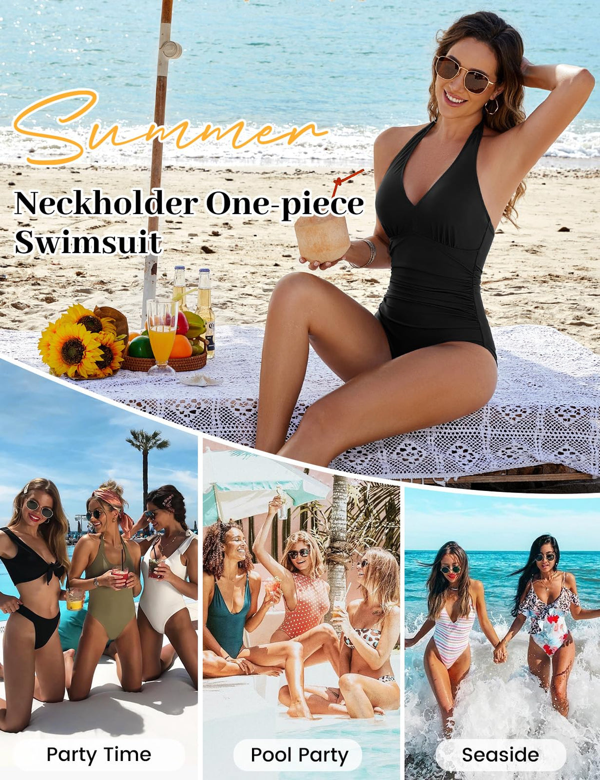 Costum de baie întreg modelator damă push-up buretat – Negru M
