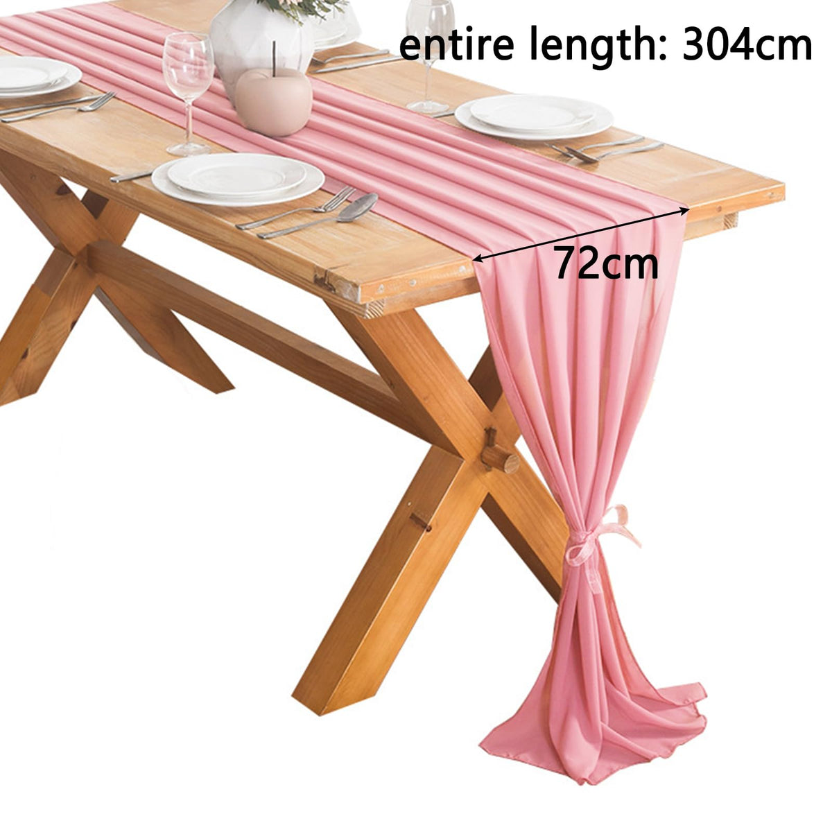 Chiffon Table Runner 3m Romantic Sheer Tulle Wedding Party Decoration – Pink
