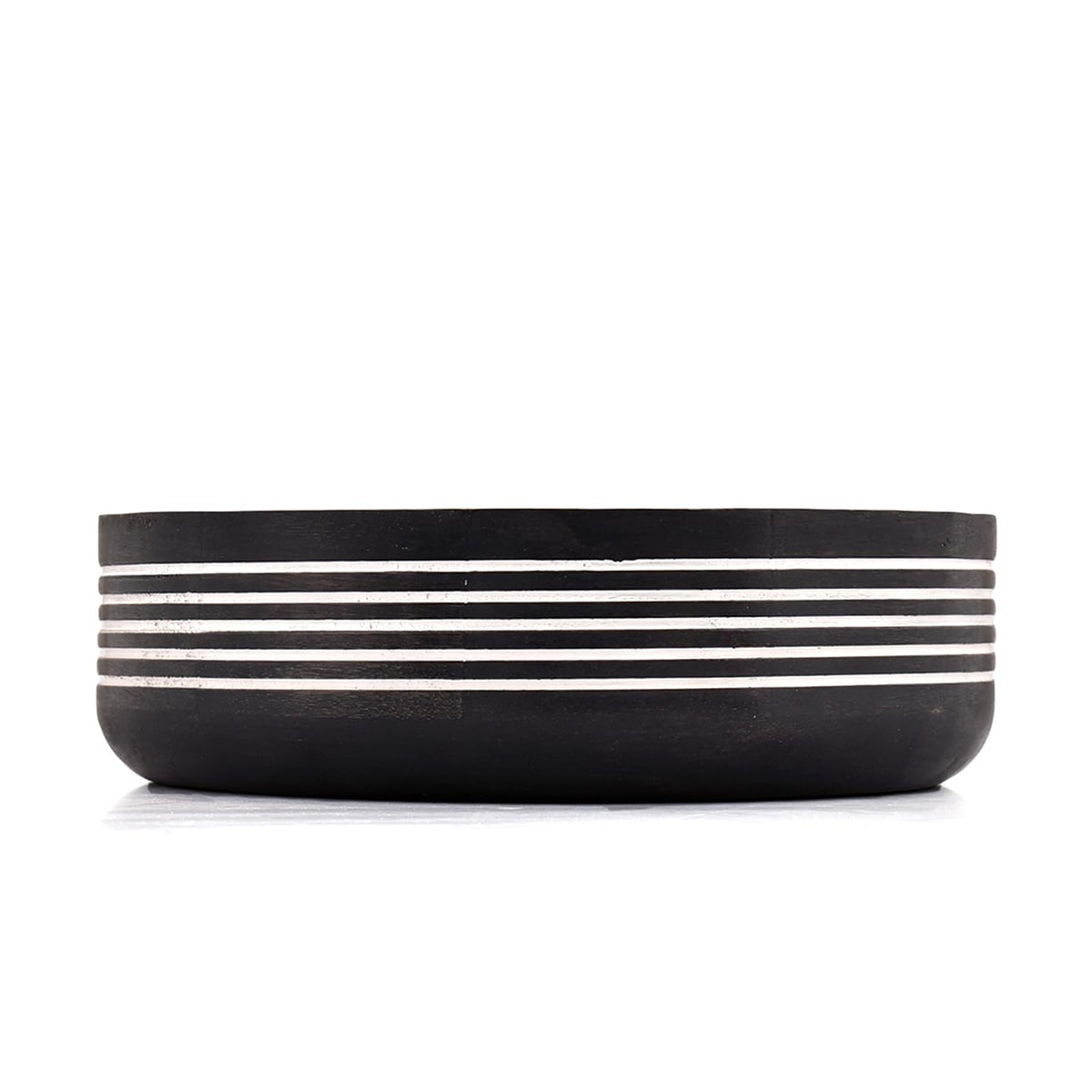 Mango Wood Serving Bowl Sleek Black Finish – 25.4x7.62cm