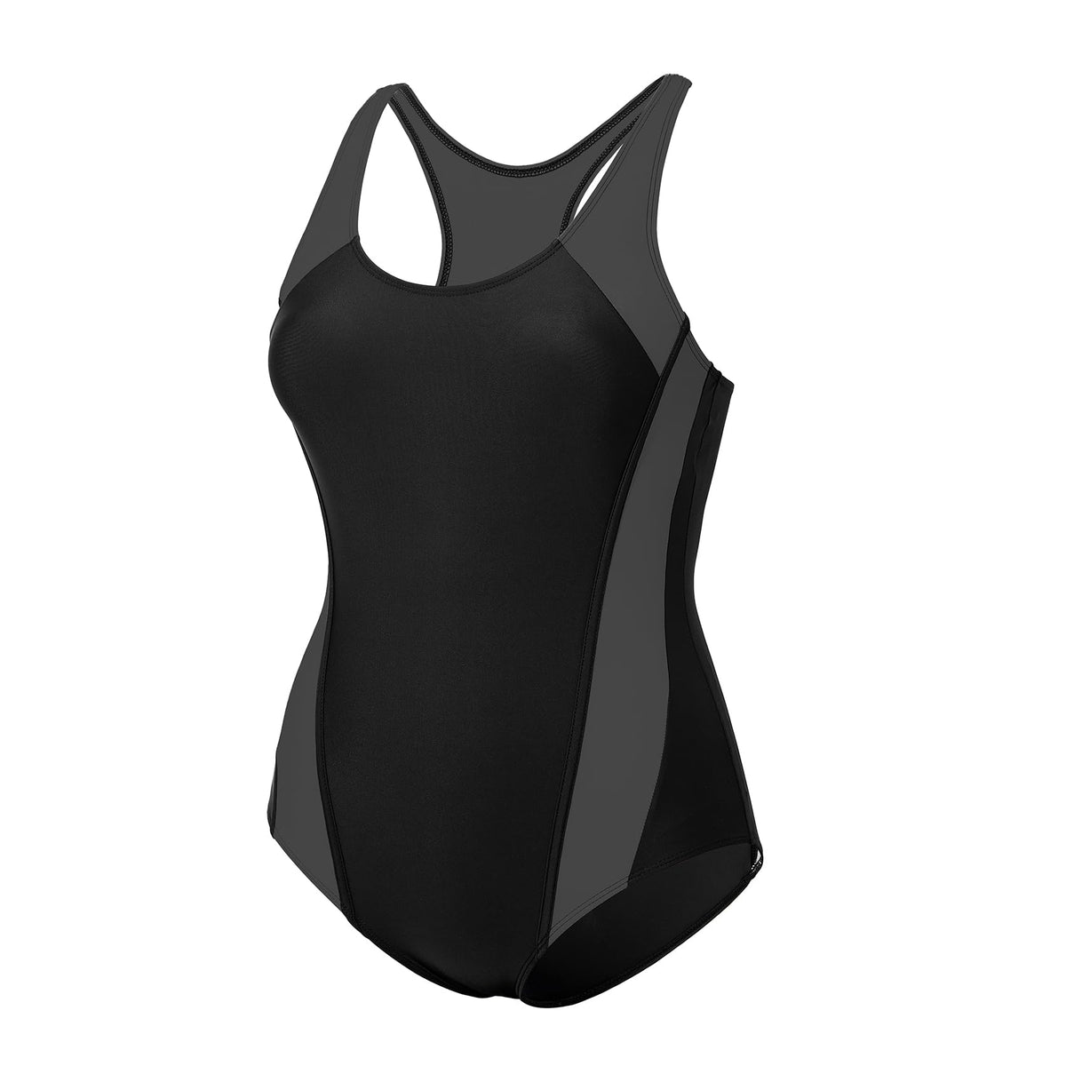 Costum de baie întreg sport modelator Durio push-up mărimi mari – Gri închis 2XL