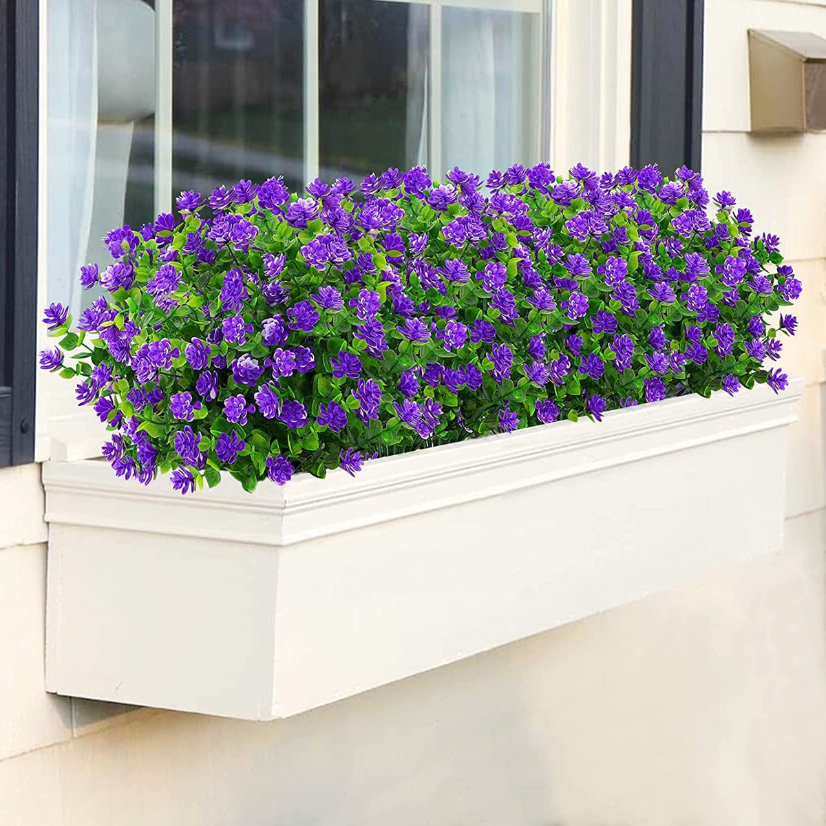 Artificial Eucalyptus Shrubs 8 Bundles UV-Resistant Balcony Plants for Indoor/Outdoor – Purple