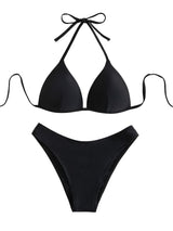 Costum de baie două piese push-up damă GORGLITTER triunghi halter – Negru S