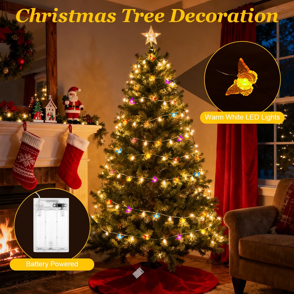 Butterfly String Lights 3m 30 LED Battery Operated Decorative – Warm White