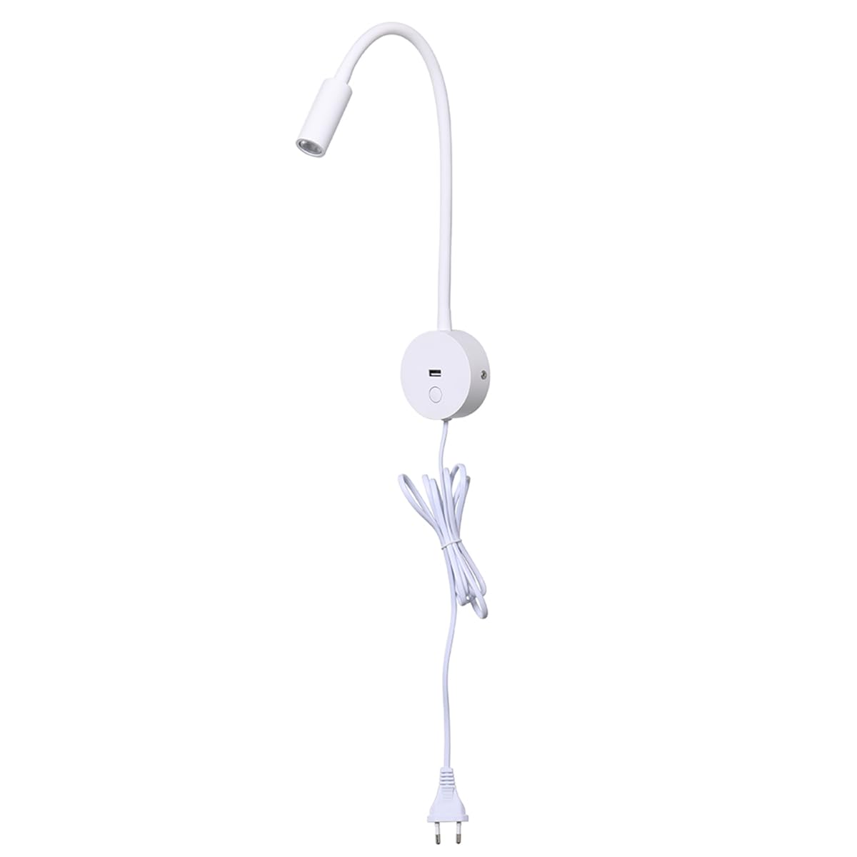 Lampă de citit de perete Brightmax LED 3W cu port USB și întrerupător tactil 3000K – Alb Mat