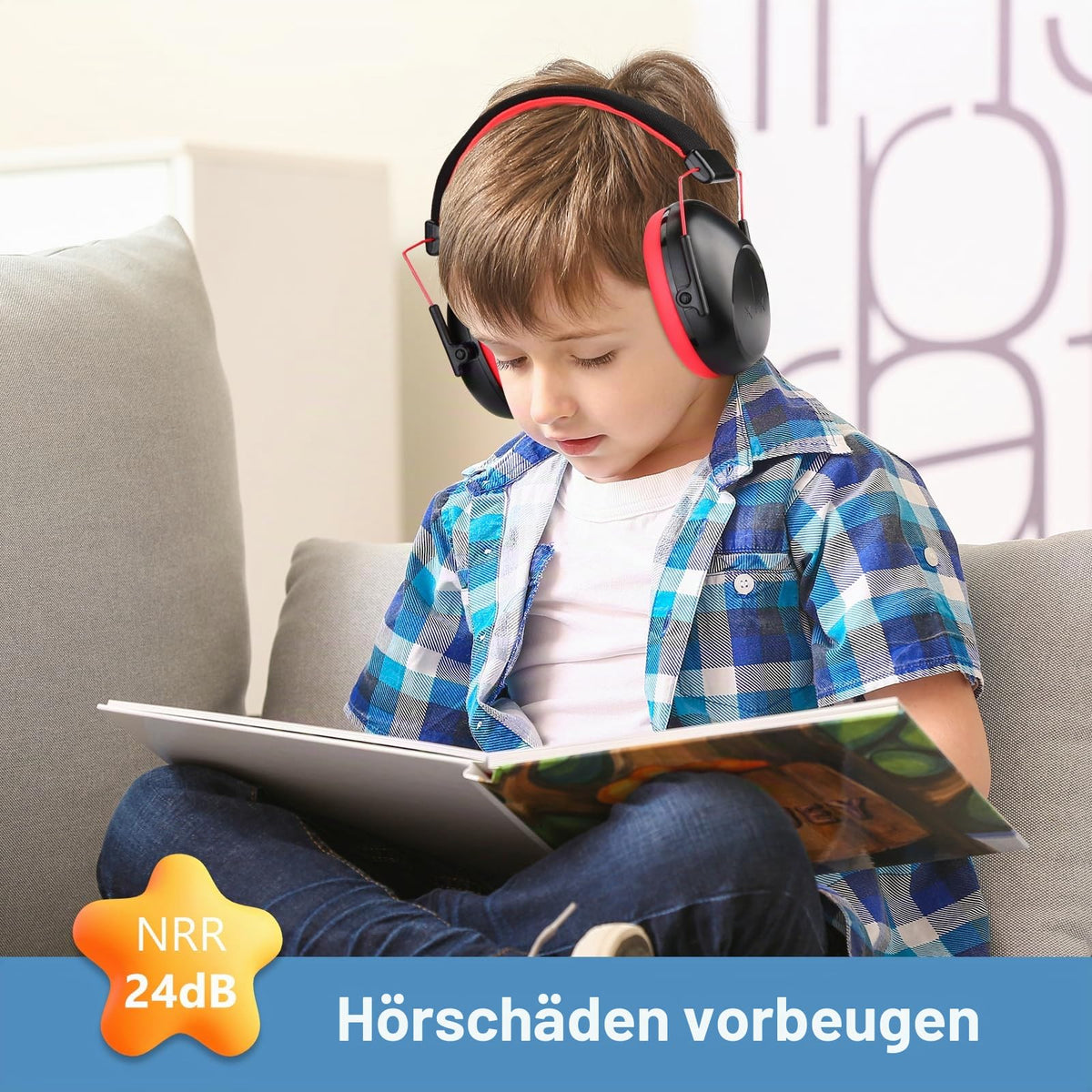 Children's Hearing Protection Earmuffs NRR 24dB Noise Cancelling – Black
