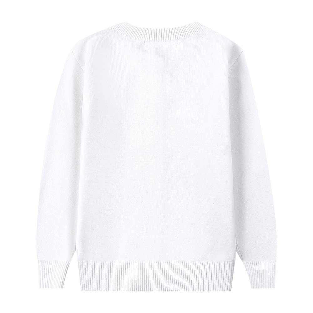 Girls' Knit Cardigan Long Sleeve Schoolwear – White Buttons 6-7 Years