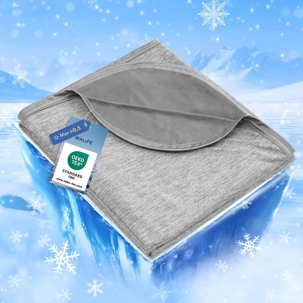 Cooling Bed Blanket 2-in-1 Q-Max>0.5 Lightweight Summer Cooling – Green 130x180cm