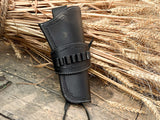 Toc de pistol cowboy din piele cu suport muniție pentru revolvere 9mm/.38/.357/.40 și 4–8 inch – Universal