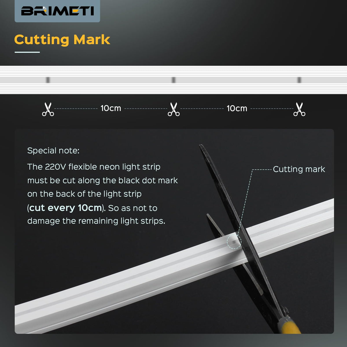 Furtun neon flexibil LED 2M 230V BRIMETI IP65 exterior 3000K cu alimentator – Galben