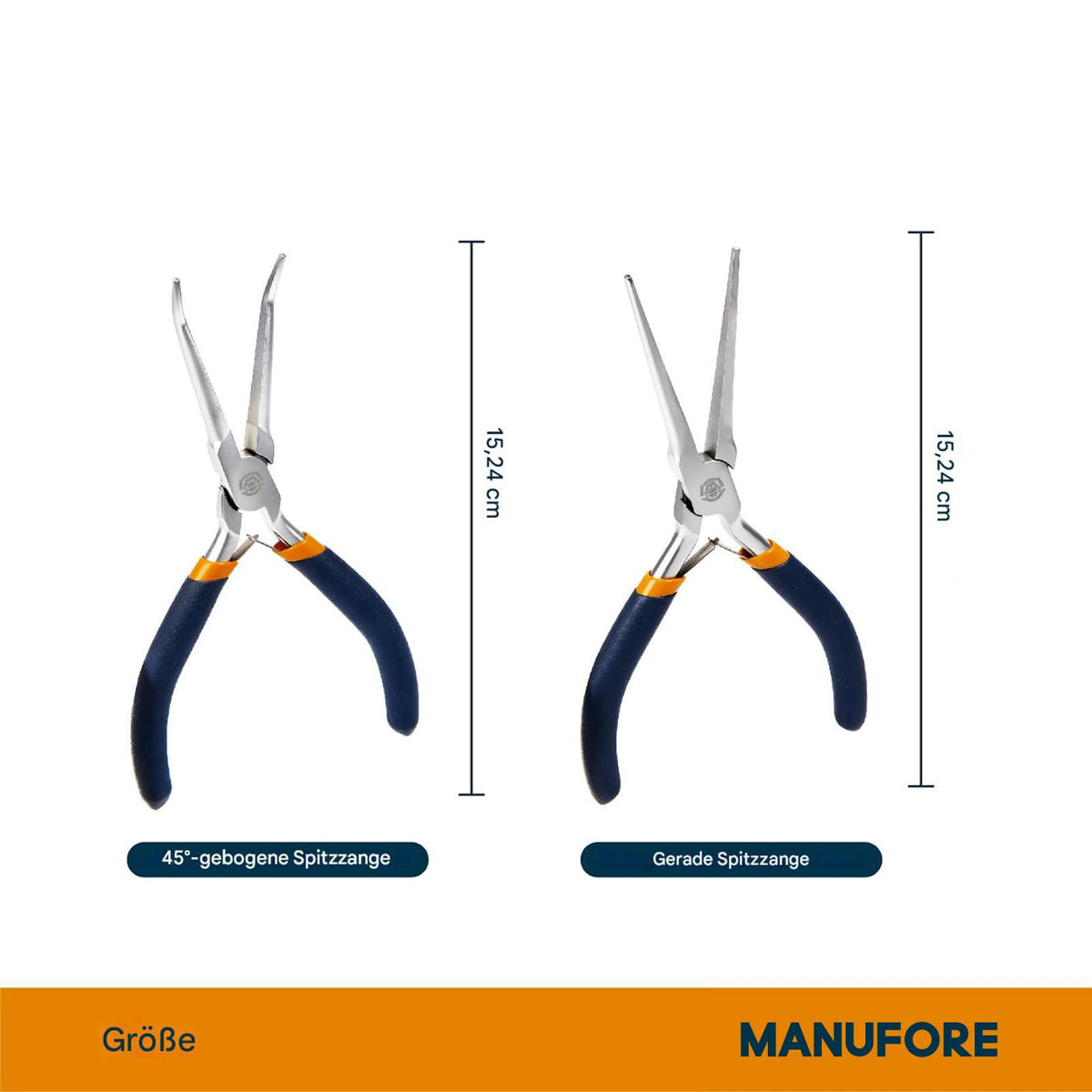 Mini Needle-Nose Pliers 2-Piece Straight & 45° Bent 6in – Blue