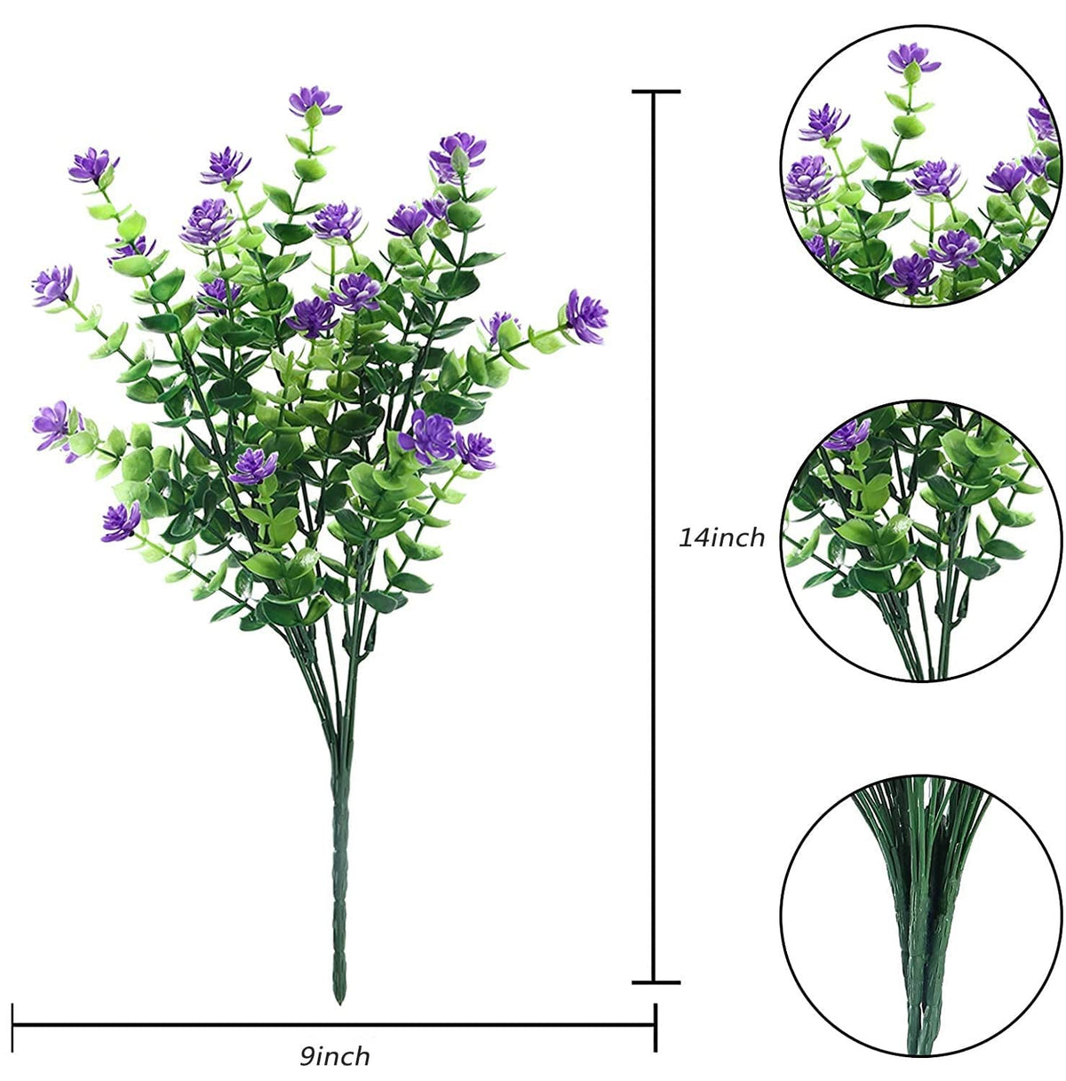 Artificial Eucalyptus Shrubs 8 Bundles UV-Resistant Balcony Plants for Indoor/Outdoor – Purple