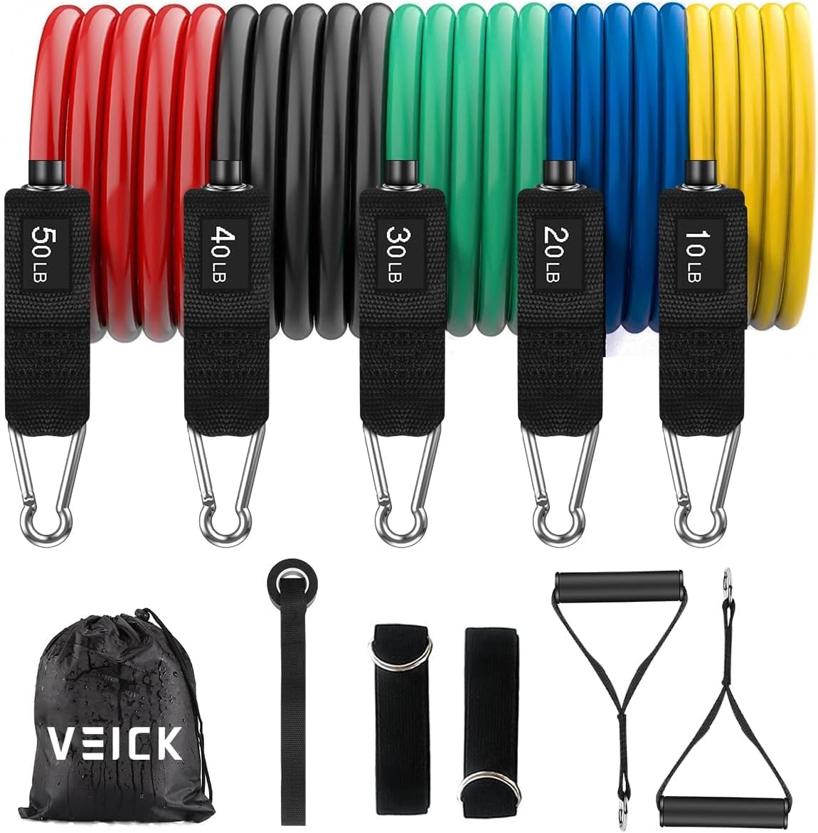 Set 5 benzi elastice fitness pentru antrenament de forță VEICK – Multicolor