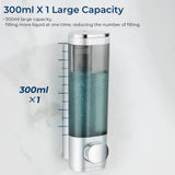 Shower Dispenser No Drill Wall Mounted Shampoo Conditioner – Silver Large Capacity