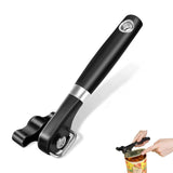 Manual Can Opener Smooth-Edge Stainless Steel Handheld Screw Lid Opener – Black