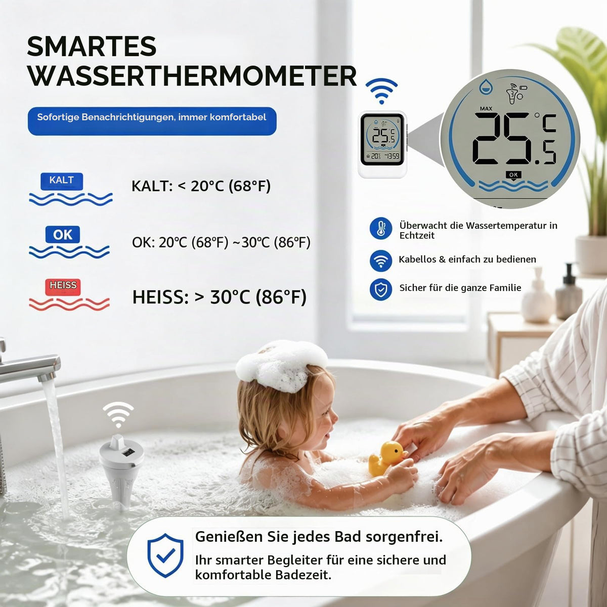 Wireless Digital Pool Thermometer with Outdoor Sensor