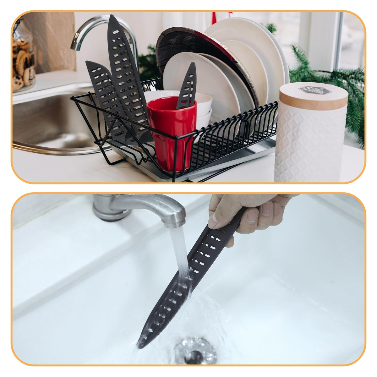 Tece huse de protecție pentru lame de cuțite din plastic aerisit, set 8 bucăți – Mărimi diverse