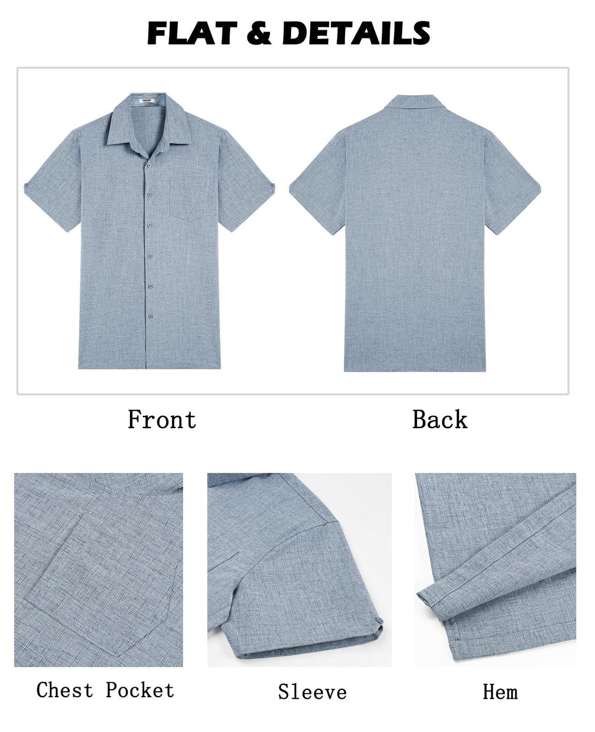 Men's Short Sleeve Non-Iron Summer Shirt Regular Fit Lightweight with Pocket – Dark Blue L