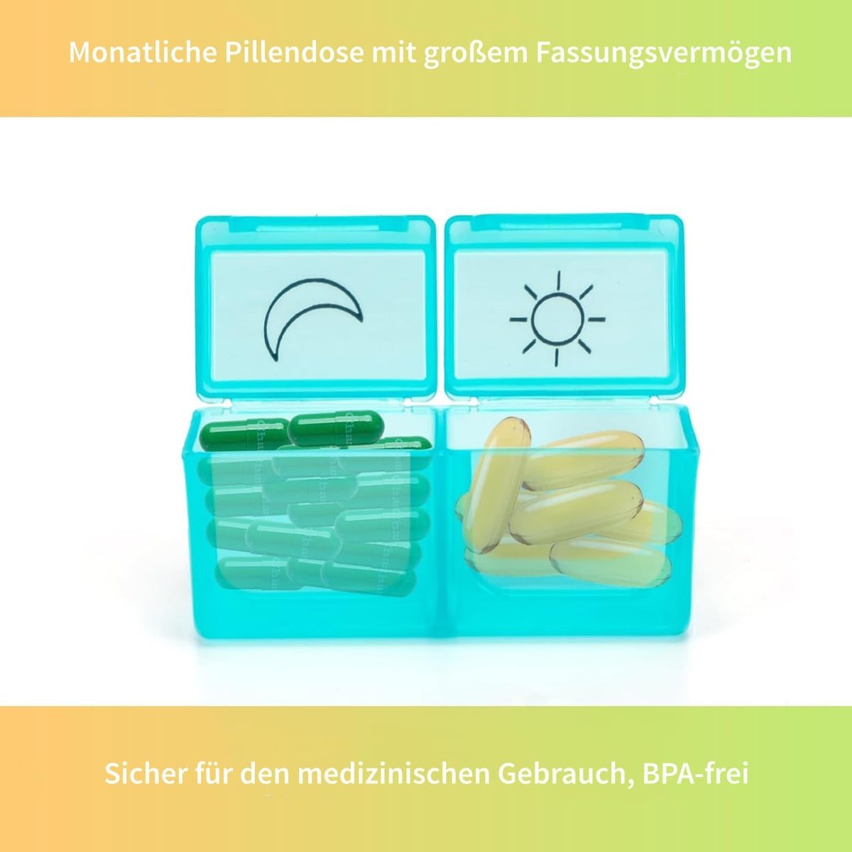 MUSLONG 31-Day Pill Box with 2 Compartments, Moisture-Resistant Medication Organizer – Travel Size