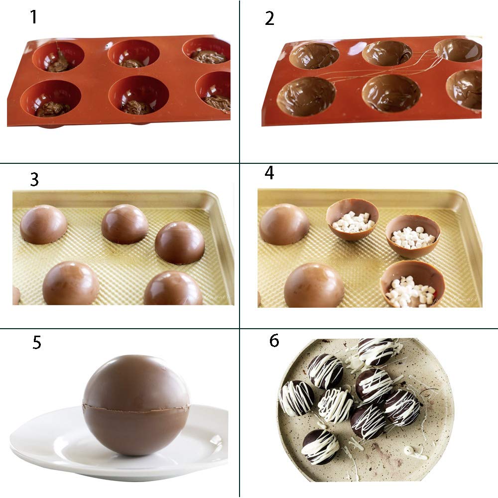 2 pieces silicone mold ball, 5 holes silicone mold round 8 cm, half sphere baking mold, silicone mold half sphere for chocolate, cake, jelly, dome mousse