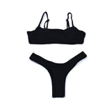 meioro Bikini Sets for Women Push Up Thong Low Waist Swimsuit Swimwear Beachwear (M, Black)