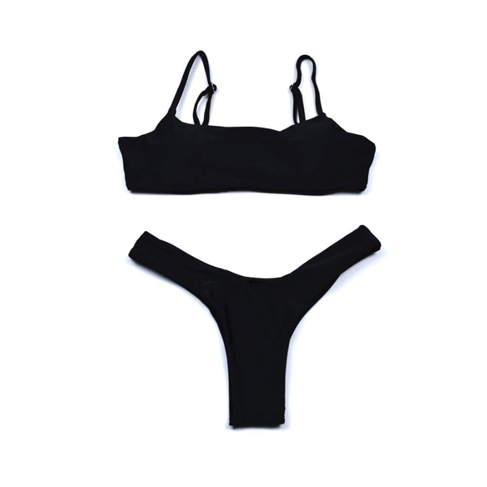 meioro Bikini Sets for Women Push Up Thong Low Waist Swimsuit Swimwear Beachwear (M, Black)