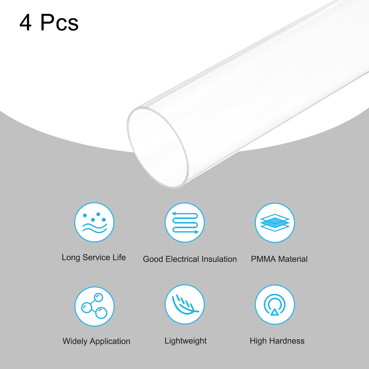 Set 4 tuburi transparente din PVC diametru int. 41mm / ext. 45mm lungime 350mm – Construcție lămpi