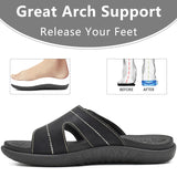 KuaiLu Women's Slippers Orthopedic Fashion Lightweight Comfortable Arch Support Shower Summer Sandals Beach Pool Open Sea Non-Slip Slippers Rubber Soles Shoes Black 37