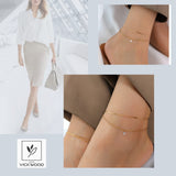 Layered Anklet Stainless Steel 18K Gold Plated with Cubic Zirconia Adjustable 20–25cm – Gold