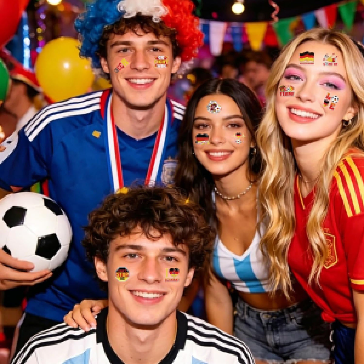Tatuaje temporare impermeabile față și corp tematică fotbal Cupa Mondială 2026, set 40 buc – Diverse