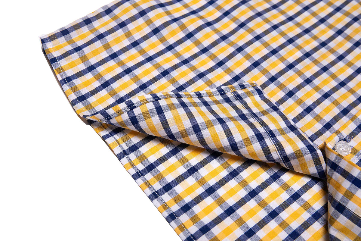 Boys' Cotton Short Sleeve Shirt – Blue/Yellow DE 4-5
