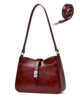 Women's Small PU Leather Shoulder Crossbody Bag Classic Elegant with 2 Straps - Burgundy