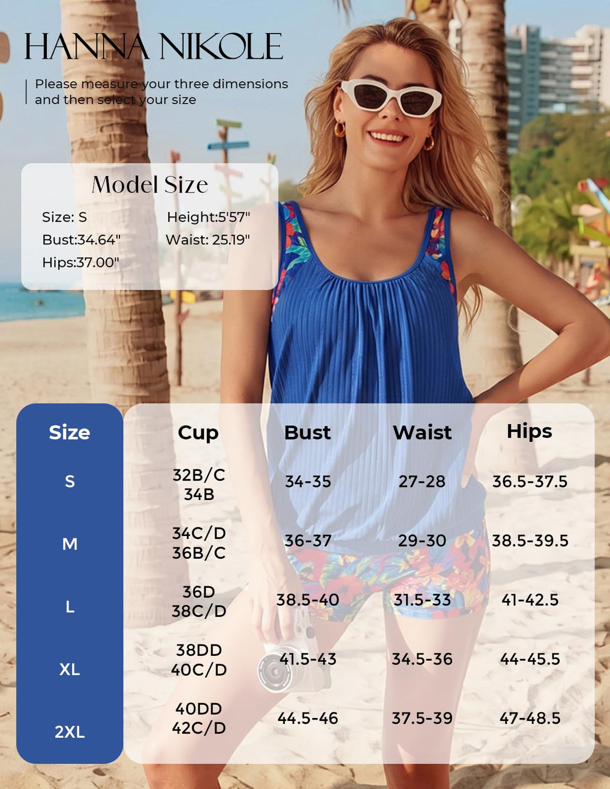 Two-Piece Tankini Swimsuit Tank Top & Briefs Beach Pool Vacation – One Size