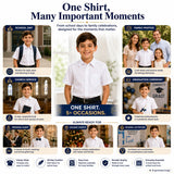 Boys' Dress Shirt 2-Pack Cotton School Uniform Formal – White Size 8