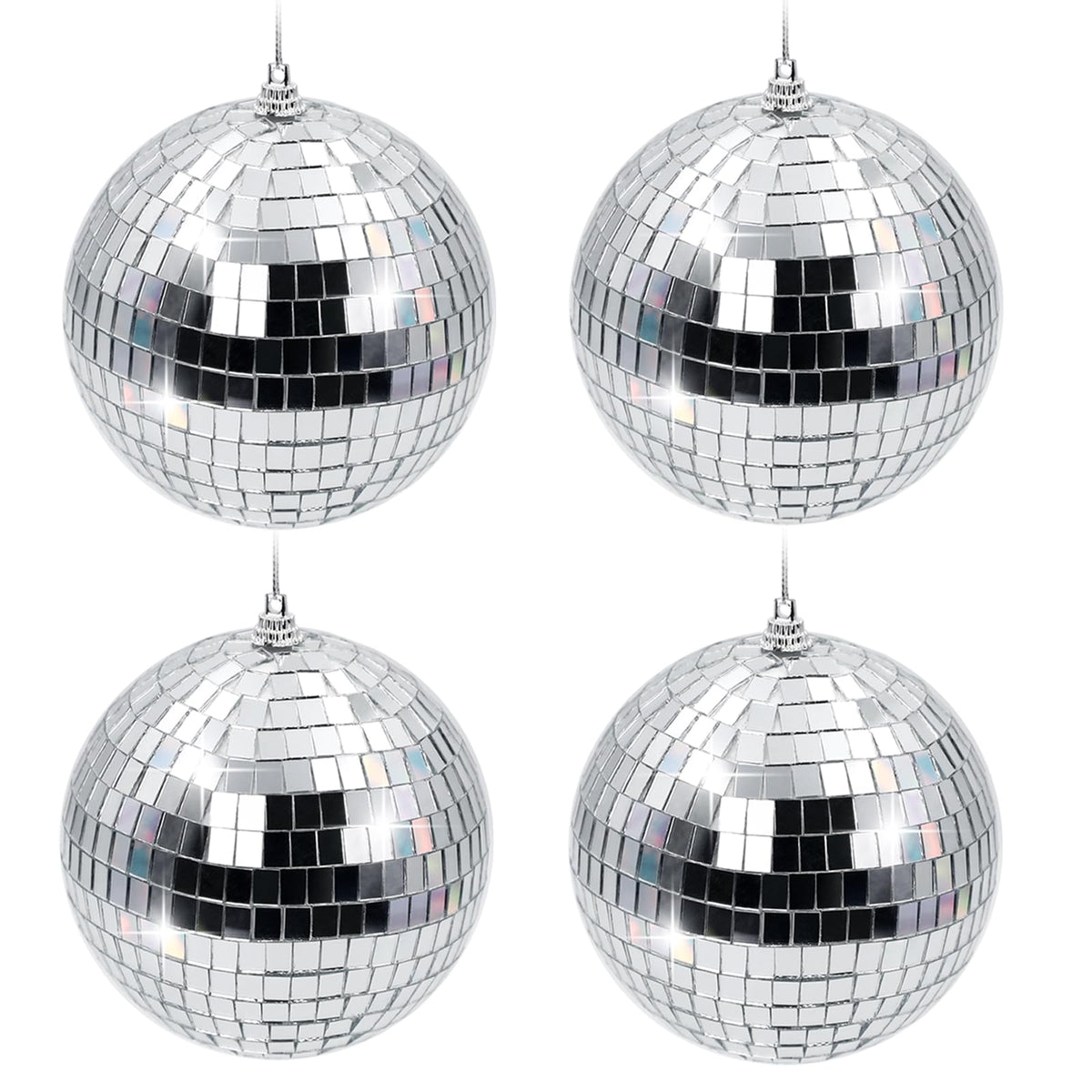 Globuri disco cu oglinzi reflectorizante 10 cm agățătoare pentru petreceri, set 2 bucăți – Argintiu
