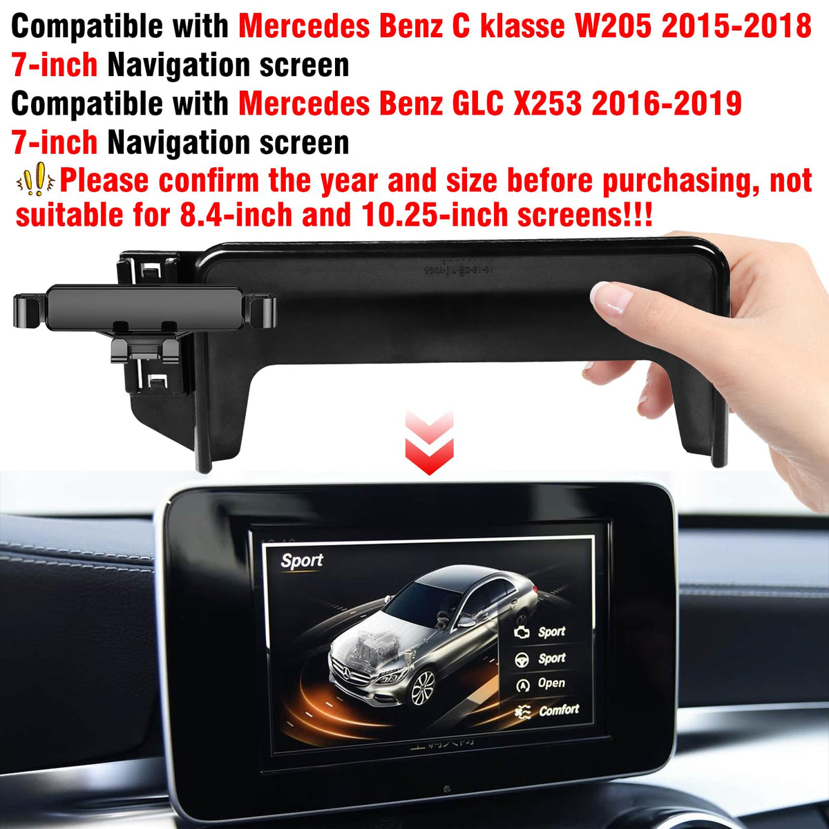 TTCR-II 7-inch Phone Holder for Mercedes Benz W205 & GLC – Compatible Smartphone Mount