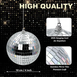 Globuri disco cu oglinzi reflectorizante 10 cm agățătoare pentru petreceri, set 2 bucăți – Argintiu