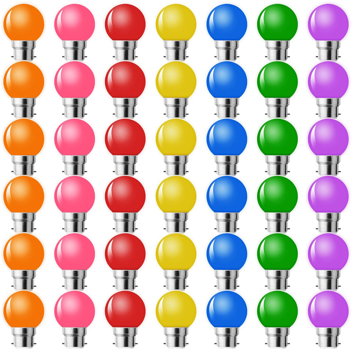Becuri LED decorative B22 baionetă 2W G45, set 42 bucăți – Multicolor