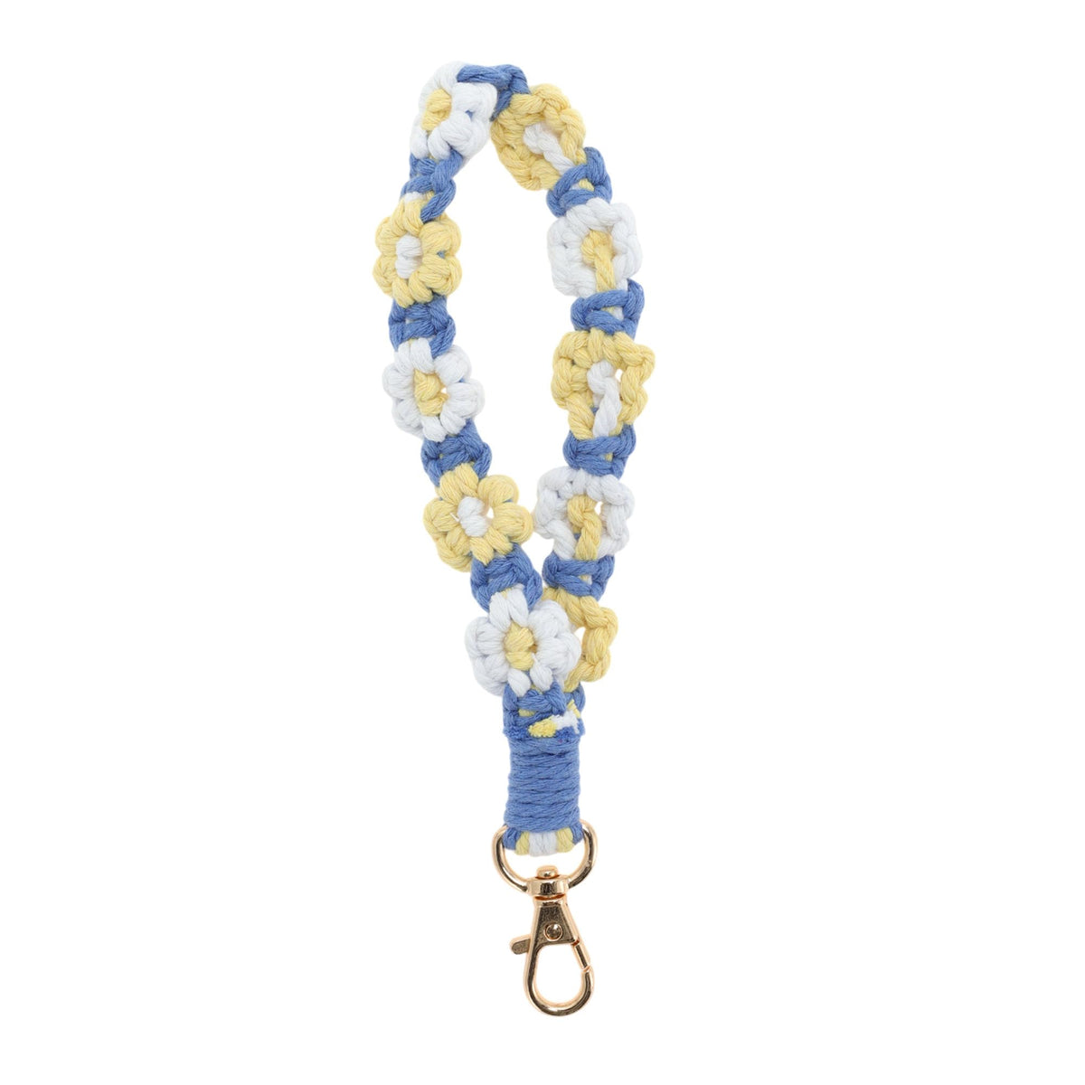 Breloc de chei de încheietură din macrame stil boem floral – Verde