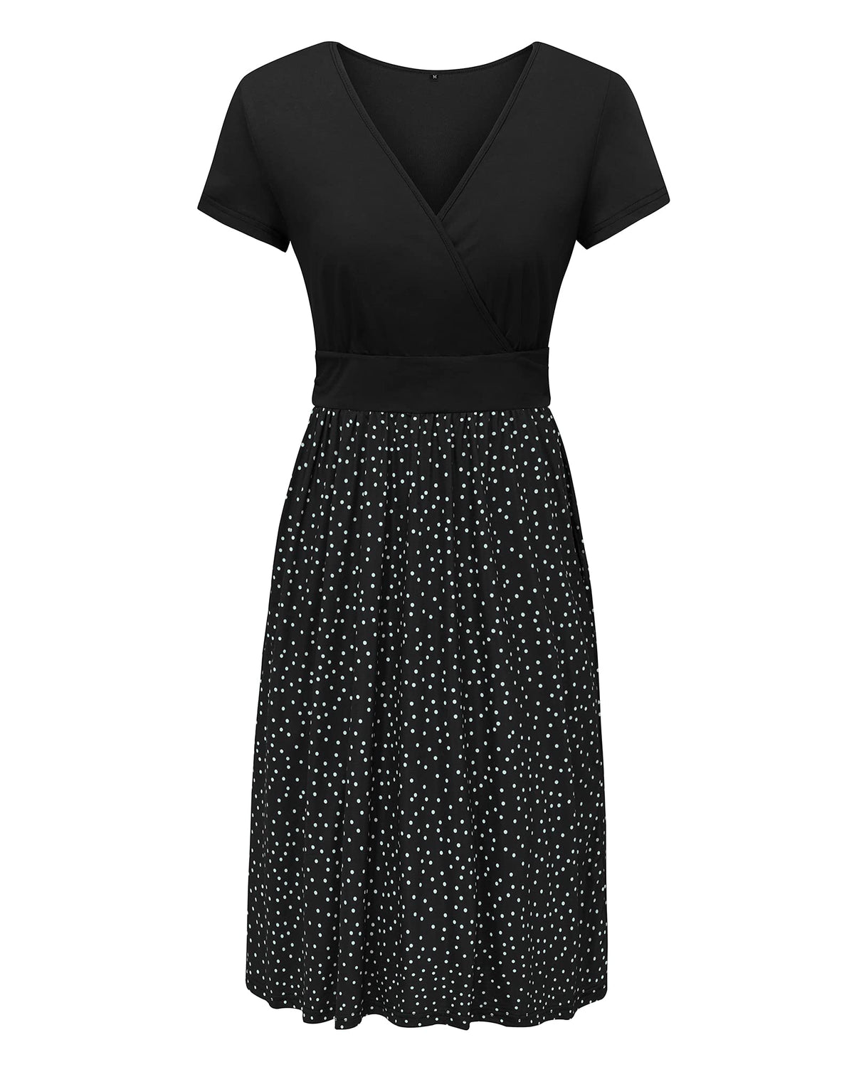 STYLEWORD Women's Summer Dress Short Sleeve V-Neck Dresses Floral Pattern Dress Beach Dress With Pockets (Floral08, Medium)