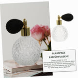 Sticluță vintage reîncărcabilă de parfum 100ml din sticlă cu pulverizator pară – Transparent