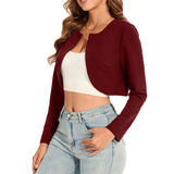 Bolero sacou scurt elegant de seară cu mânecă lungă – Grena / Bordô S