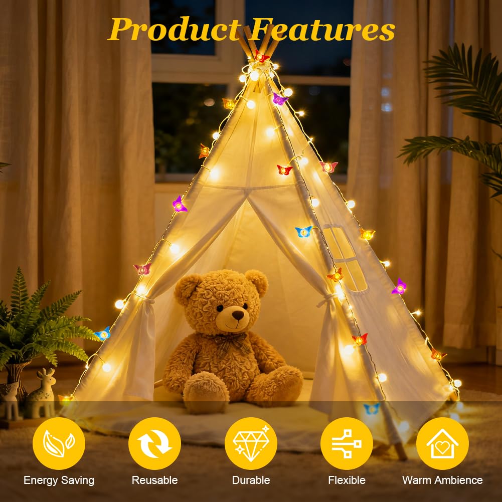 Butterfly String Lights 3m 30 LED Battery Operated Decorative – Warm White