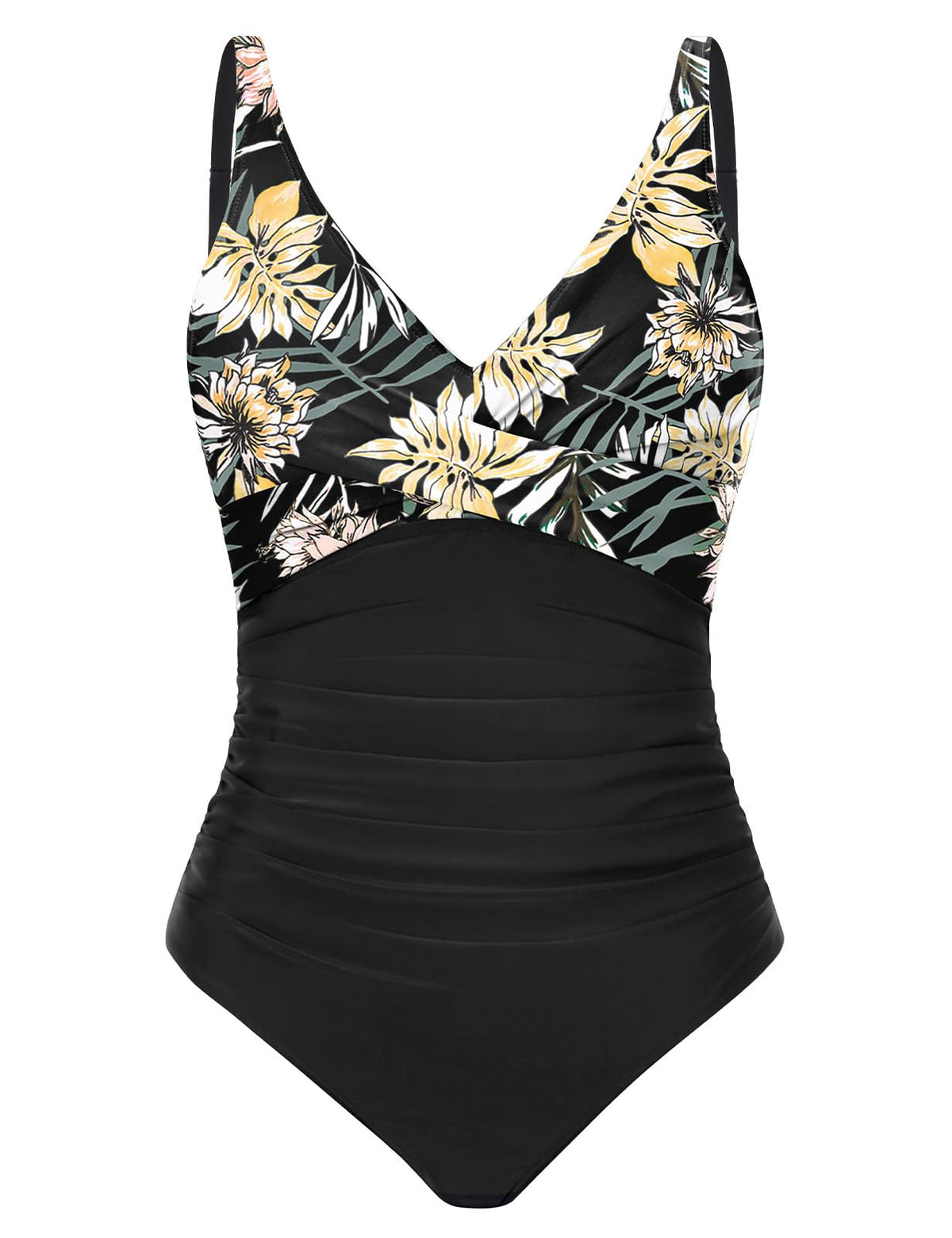 Costum de baie întreg modelator CMTOP decolteu în V push-up cu volane – Imprimeu Floral L