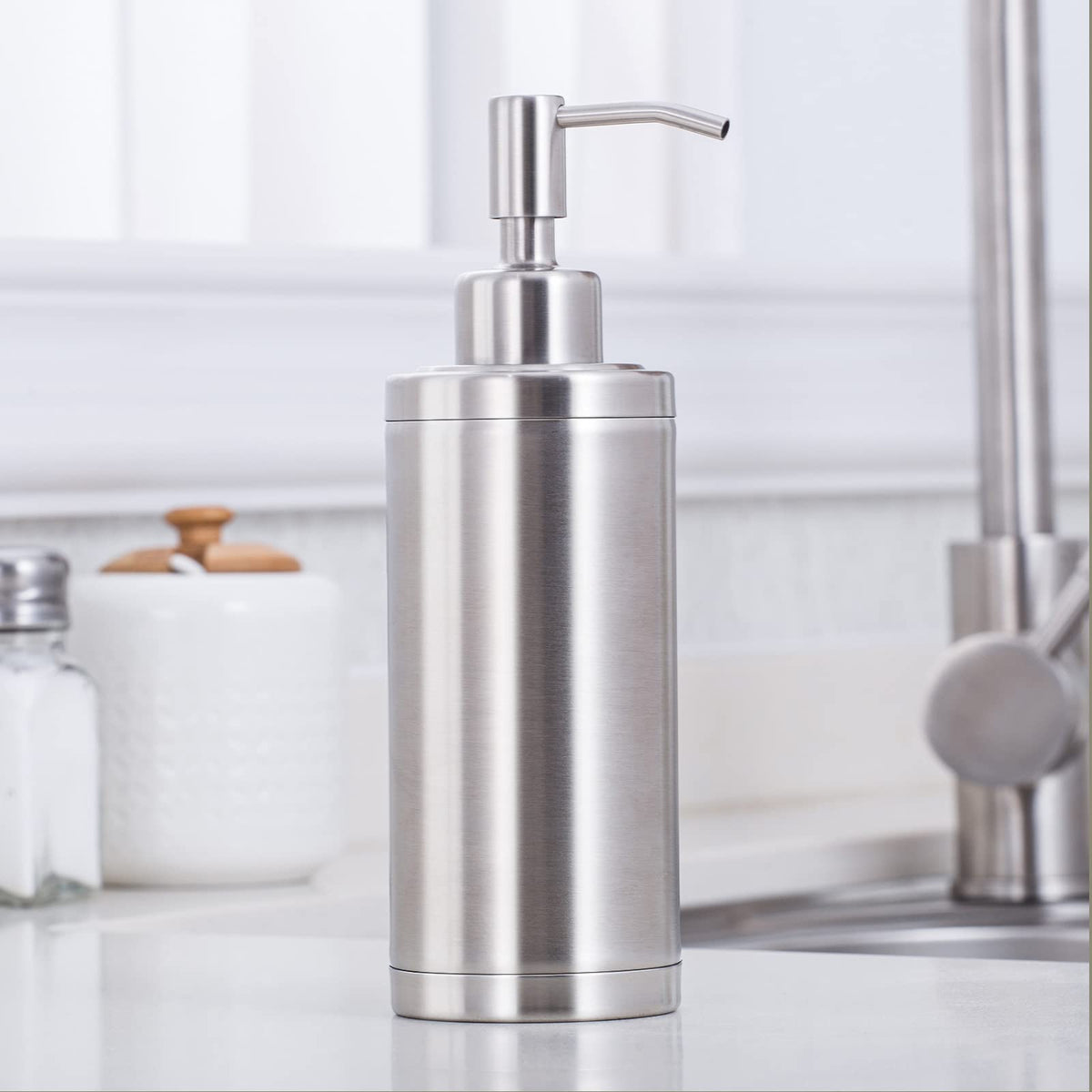Stainless Steel Soap Dispenser Refillable Pump Bottle 300ml – Brushed Nickel
