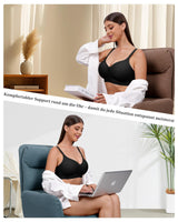 Women's Wireless V-Neck Seamless Bralette Full Coverage – Black L